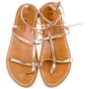 K JACQUES ST. TROPEZ Leather Cutout Accent Gladiator Sandals